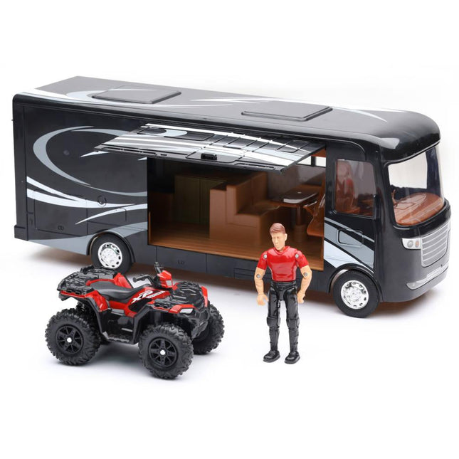 Model Die Cast Polaris Sportsman, & Rv Caravan Set, Scale 1:32, Newray SS-37356