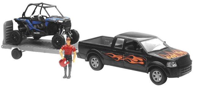Model Die Cast Polaris Rzr XP1000, & Flame Pickup Set, Scale 1:18, Newray SS-37426E