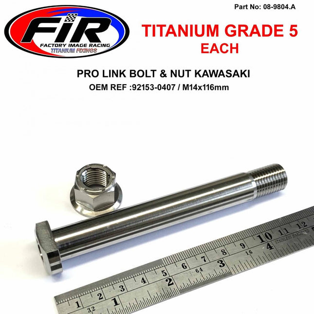 GR5 Bolt M14x116mm Kawasaki, 92153-0407 & 92015-1401 Each, Titanium Factroy Image Racing