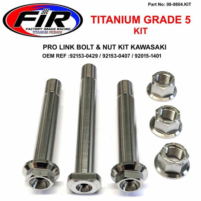 GR5 Link Bolt KX125 250 06>2008, 92153-0429 / 92153-0407 / 92015-1401, Titanium Factroy Image Racing