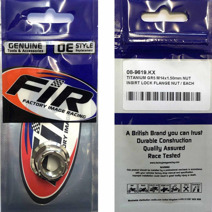 Titanium GR5 M14X1.50mm Nut, Insirt Lock Flange Nut / Each