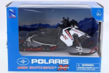 Model Die Cast Polaris 800 Switchback, Snowmobile, White & Black, Scale 1:16, Newray 57783A