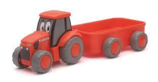Model Die Cast Kubota Little Tractor, With Waggon, Scale 1:18, Newray SS-33023