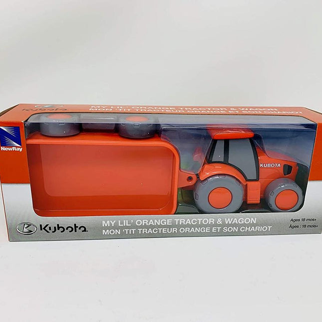 Model Die Cast Kubota Little Tractor, With Waggon, Scale 1:18, Newray SS-33023