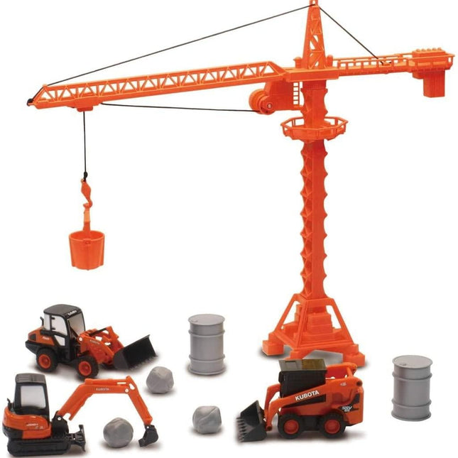 Model Die Cast Kubota Construction, Vehicles With Crane Set, Scale 1:64, Newray SS-33563
