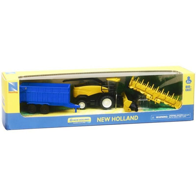 Model New Holland Harvester RF850, And Trailer, Blue & Yellow, Scale 1:62, Newray 05003