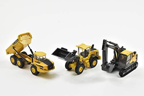 Model Die Cast Volvo Construction, Vehicle 3 Pack Set, 5.5 Inch, Scale 1:64, Newray 32095