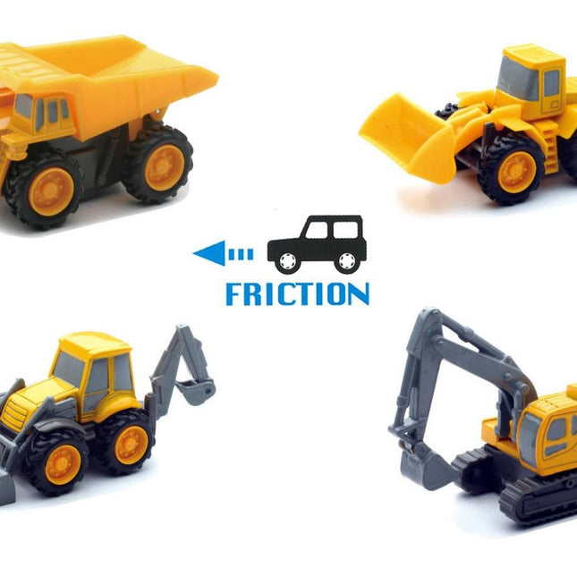 Model Die Cast Mini Construction Vehicles, Pull-back, 4 Styles, 12 Pieces, Scale 1:32, Newray 01627A 01624A 01624B 01624C 01624D