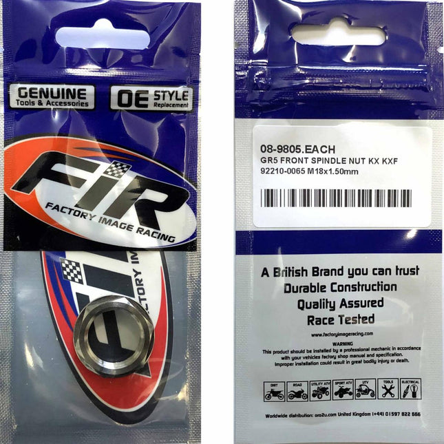 GR5 Front Spindle Nut KX Kxf, 92210-0065 M18x1.50mm, Titanium Factroy Image Racing