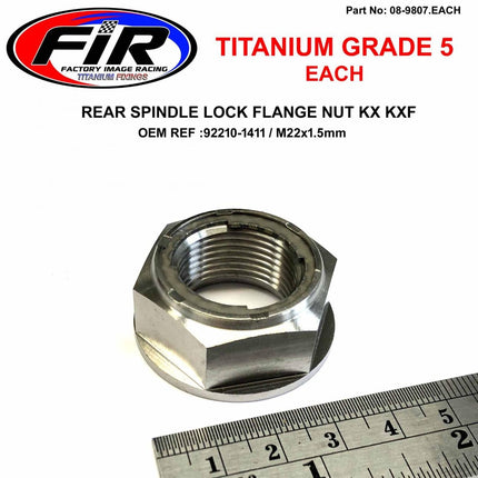 GR5 Rear Spindle Nut KX Kxf, 92210-1411 M22x1.5mm, Titanium