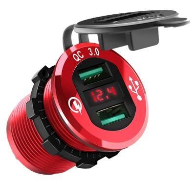 Quick Charging Socket 3.0 Dual USB Red