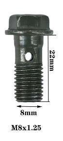 Banjo Bolt M8x1.25 Steel Includes 2 Sealing Washers