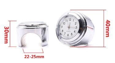 Handlebar Mount Quartz Analogue Clock 22-25mm 7/8