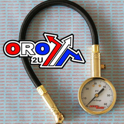 Tyre Pressure Gauge 60 Psi, With Hose & Bleed 45* Tip, Accu-gage H60XA