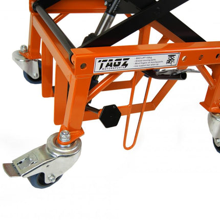 Tagz Wheel About Lift Orange Black Hydraulic Scissor Stand MAX Lift Weight 150KG