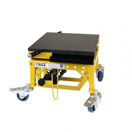 Tagz Wheel About Lift 150KG (freight), Yellow/black Hydraulic Scissor Stand, MAX Lift Weight 150KG