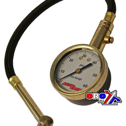 Tyre Pressure Gauge 60 Psi., With Hose & Bleeder 90* Tip, RA60X