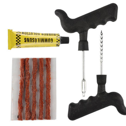 Tyre String Repair Kit Tubeless & Tool, Rubber Plugs Puncture Fix & Glue