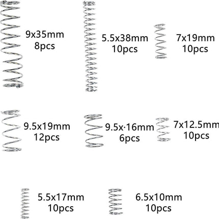 Spring Assortment Kit 200PC Zinc Plated Steel Extension Compression 20 Sizes