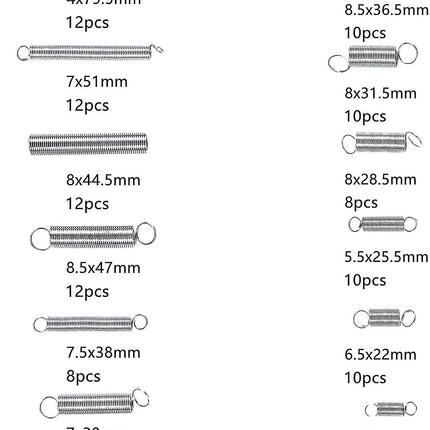 Spring Assortment Kit 200PC Zinc Plated Steel Extension Compression 20 Sizes