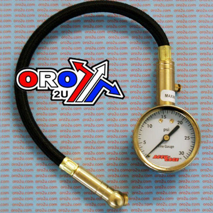 Tyre Pressure Gauge 30 Psi., With Hose & Bleeder 45* Tip, H30XA