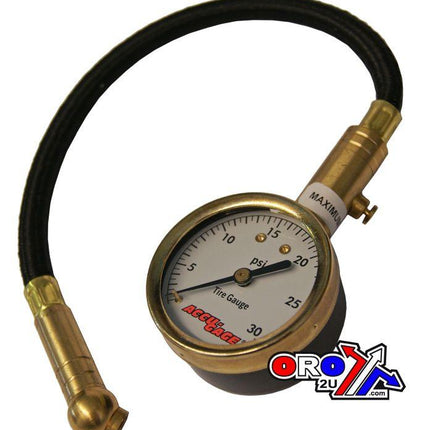 Tyre Pressure Gauge 30 Psi., With Hose & Bleeder 45* Tip, H30XA
