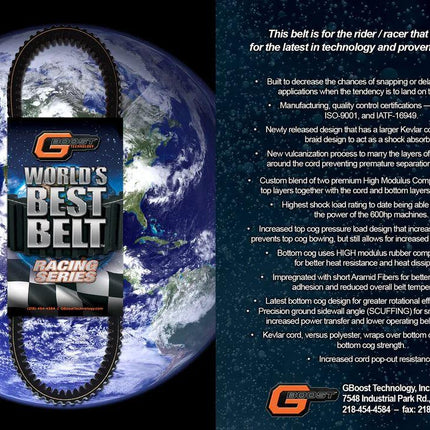 Drive Belt Gboost Polaris, Race Series Belt WBB1186RS, XTX2276, XTX2288, Pro Xd Ranger Crew/xp 1000 Rzr Turbo
