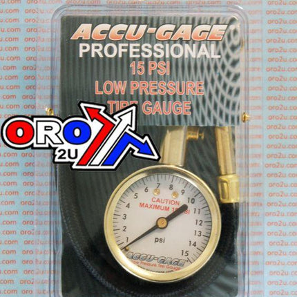 Tyre Pressure Gauge 15 Psi., With Hose & Bleeder 90* Tip, RA15X