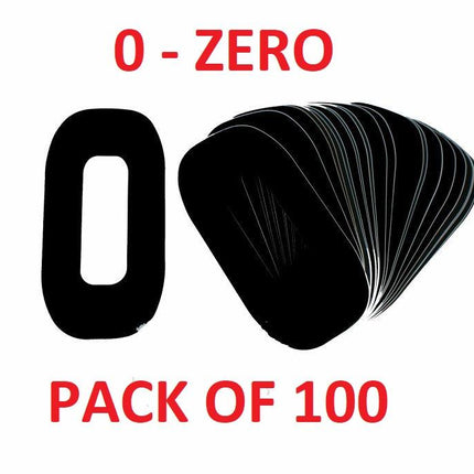 Race Numbers - 0 Zero - Black, Pack Of 100 / 15cm 6 / Vinyl Sticker