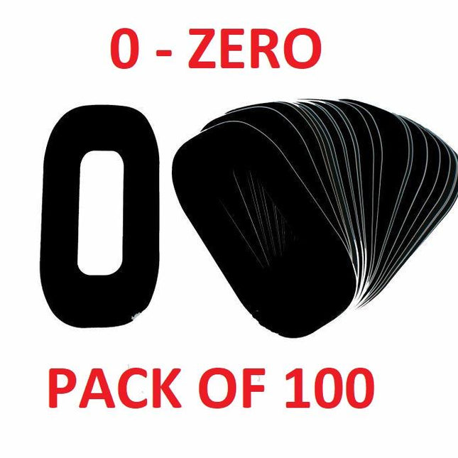 Race Numbers - 0 Zero - Black, Pack Of 100 / 15cm 6 / Vinyl Sticker