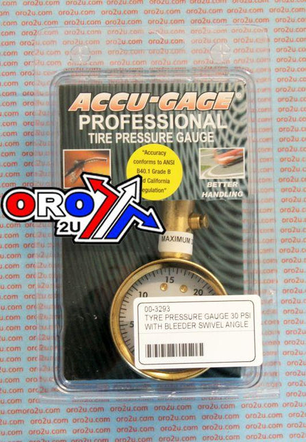 Tyre Pressure Gauge 30 Psi, With Bleeder Swivel Angle, S30XA