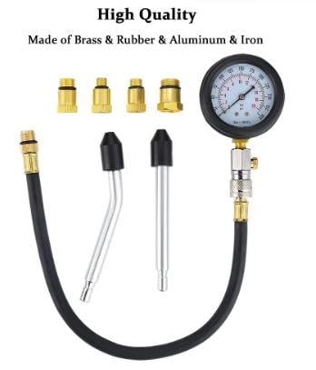 Petrol Engine Compression Test Tool Kit, 10 12 14 & 18mm Plugs / 0-300psi 0-20bar