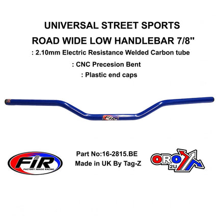 Road Wide Low Handlebar 7/8'', Street Sports Universal Blue, / Ren Ref : 749-02