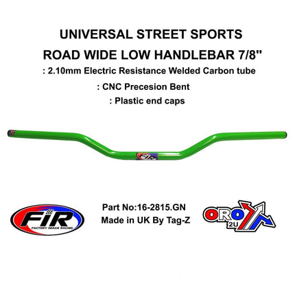 Road Wide Low Handlebar 7/8'', Street Sports Universal Green, / Ren Ref : 749-02