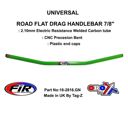 Road Flat Drag Handlebar 7/8'', Street Sports Universal Green, / Ren Ref : 658-02