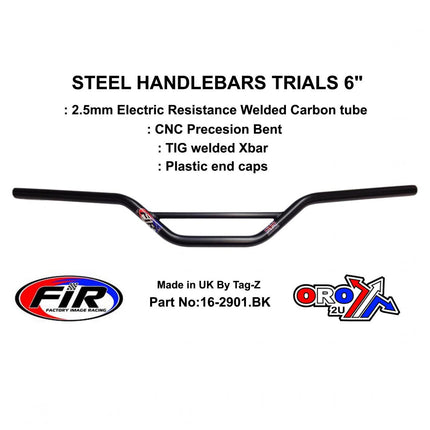 Steel Handlebars Trials 6, / Mat Bck 22mm 7/8, Ref 48-768 / 768-02 / 16-294