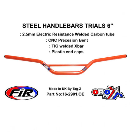 Steel Handlebars Trials 6, / ORANGE22mm 7/8, Ref 48-768 / 768-02
