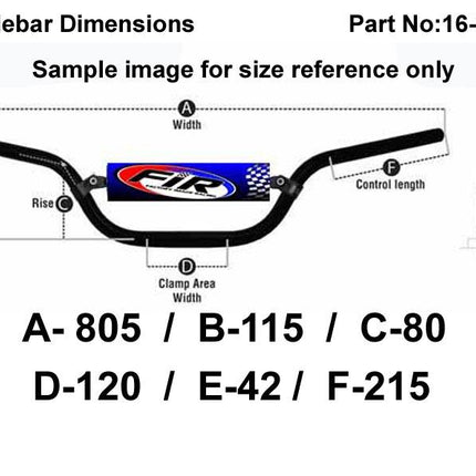 Steel Handlebars Trials 5.5'', / Mat Bck 22mm 7/8, Ref 48-735 / 735-01