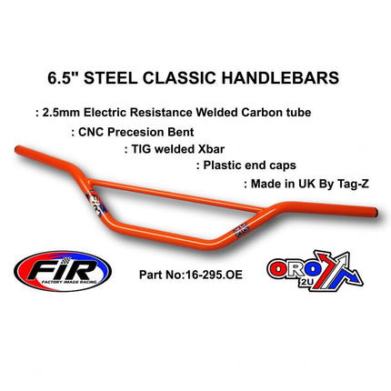 6.5 Steel Classic Handlebars, / Orange Full Gloss, Made in Uk [tag-z]