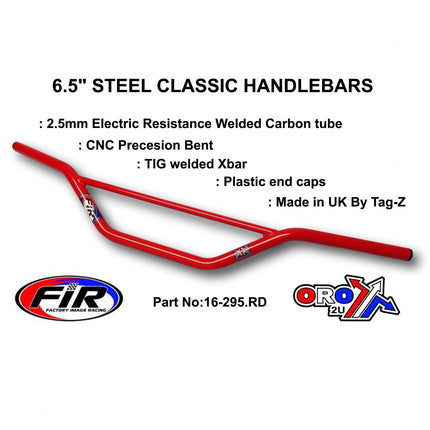 6.5 Steel Classic Handlebars, / Red Full Gloss, Made in Uk [tag-z]