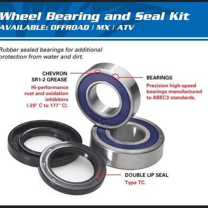 Wheel Bearing Kit Front 84-00 Hon Fl/trx, Allballs 25-1112 ATV