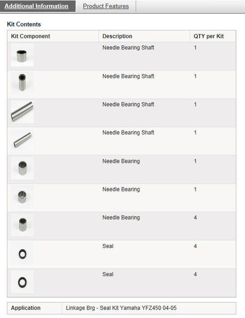Arm Linkage Bearing Kit YFZ450, Allballs 27-1116 Yamaha 04-05