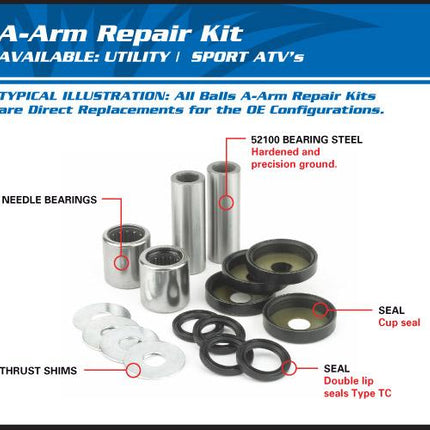 A-arm Kit Upper/lower, Allballs 50-1022 Suzuki