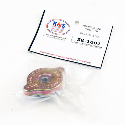 Radiator Cap 1:1 (16 psi) Gold K&s 58-1001
