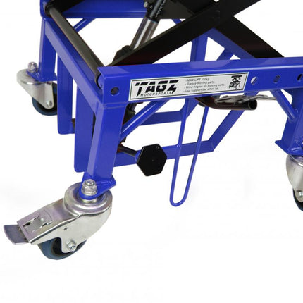 Tagz Wheel About Lift Blue Black Hydraulic Scissor Stand MAX Lift Weight 150KG