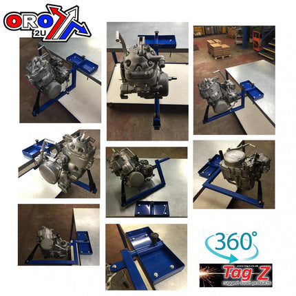 Engine Holder Bench Mounted, Blue Rebuild Holder., Engine Stand