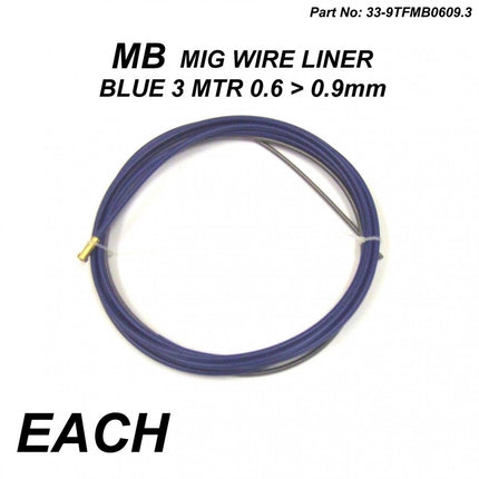Mb Mig Wire Liner 0.6 > 0.9mm, Blue 3 Meter Liner