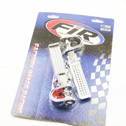 Foot Rest Peg Set Universal Folding Steel All Chrome Finish
