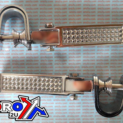 Foot Rest Peg Set Universal Folding Steel All Chrome Finish