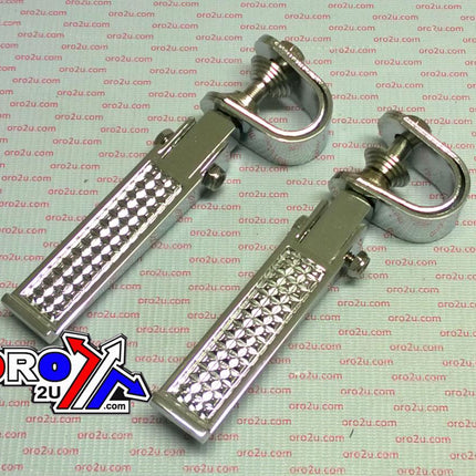 Foot Rest Peg Set Universal Folding Steel All Chrome Finish